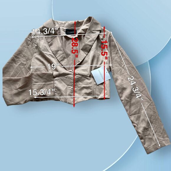 New ! VANDEVORT ANIMARI CROP Gigi Blazer Top-Sand‎ Women Size L - Picture 2 of 7